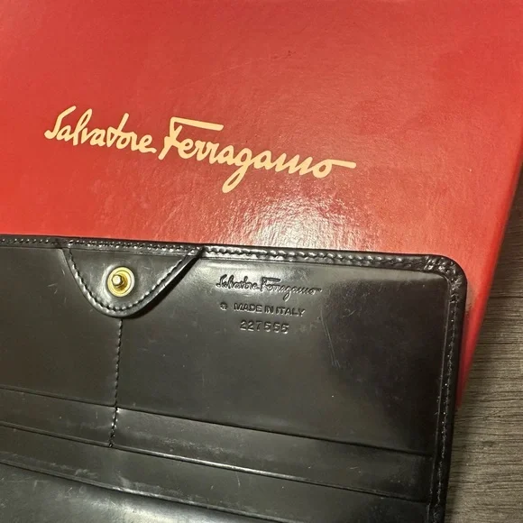Salvatore Ferragamo Black Patent Leather Clutch